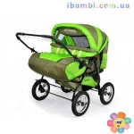 Коляска- для двойни Viki 151- C 50 хаки с салатовым